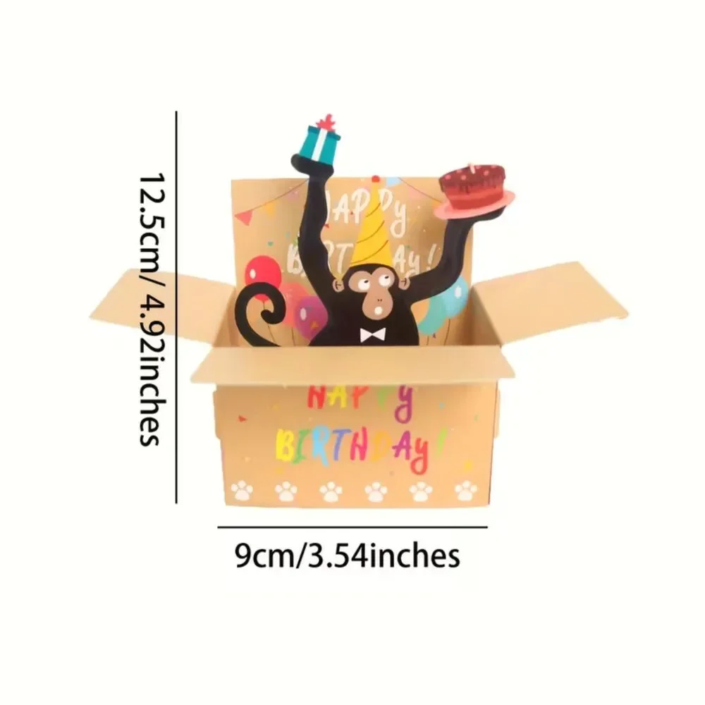 3D Pop Up Birthday Greeting Card Silly Monkey Funny Dad Mom Office Colorful Fun